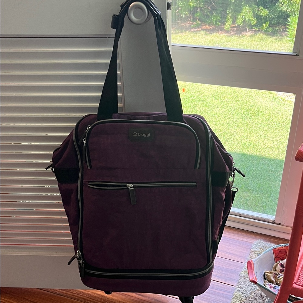 Biaggi Travel Spinner Bag in Rich Purple
carry on size
22x10x9